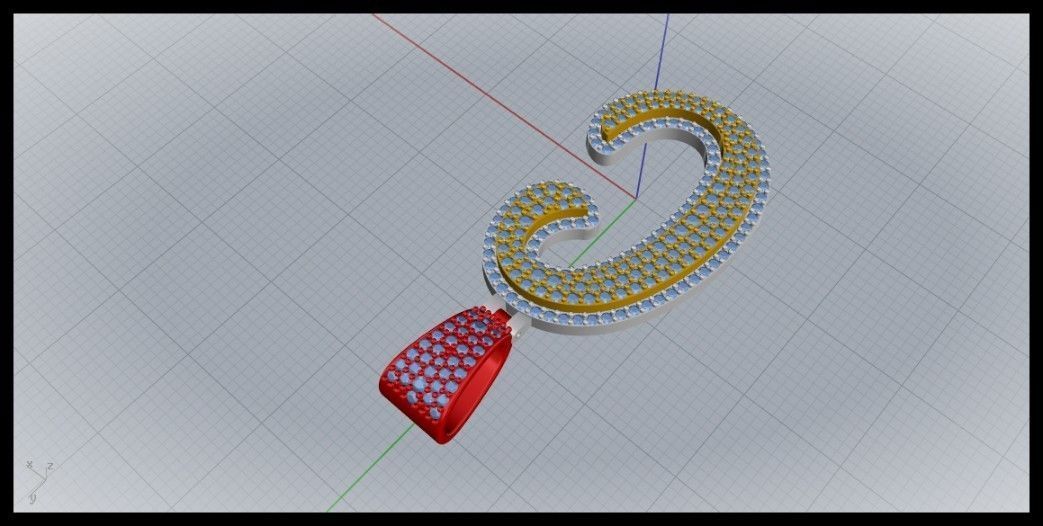 C CURVED FONT PENDANT 3D print model_3