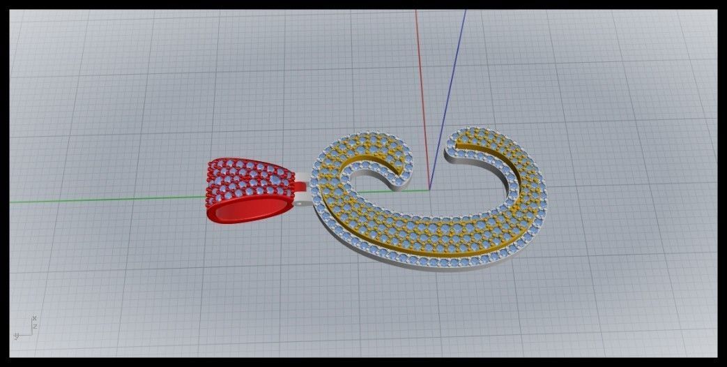 C CURVED FONT PENDANT 3D print model_2