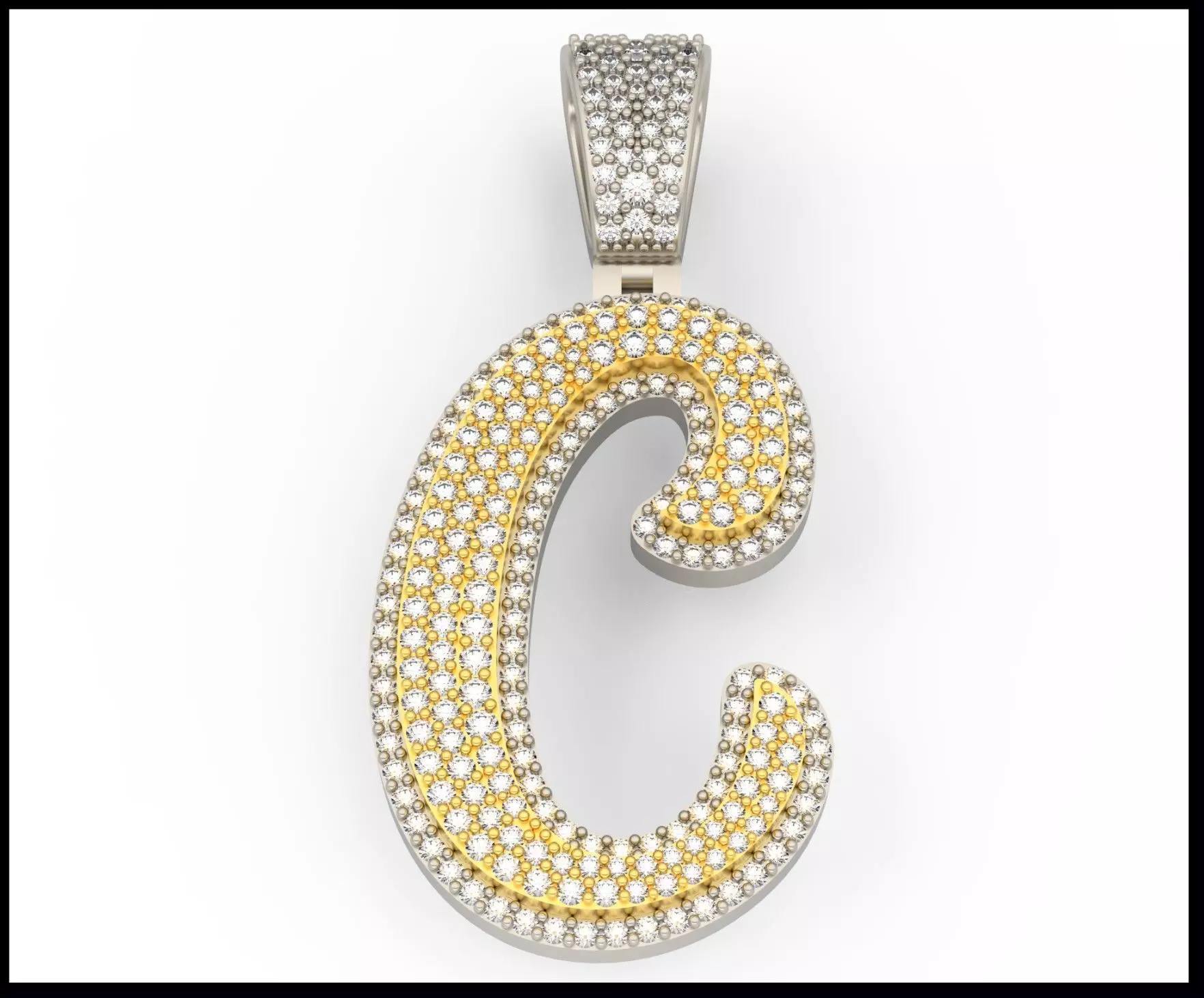 C CURVED FONT PENDANT 3D print model_0