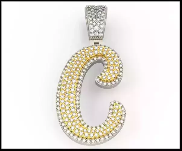 C CURVED FONT PENDANT 3D print model