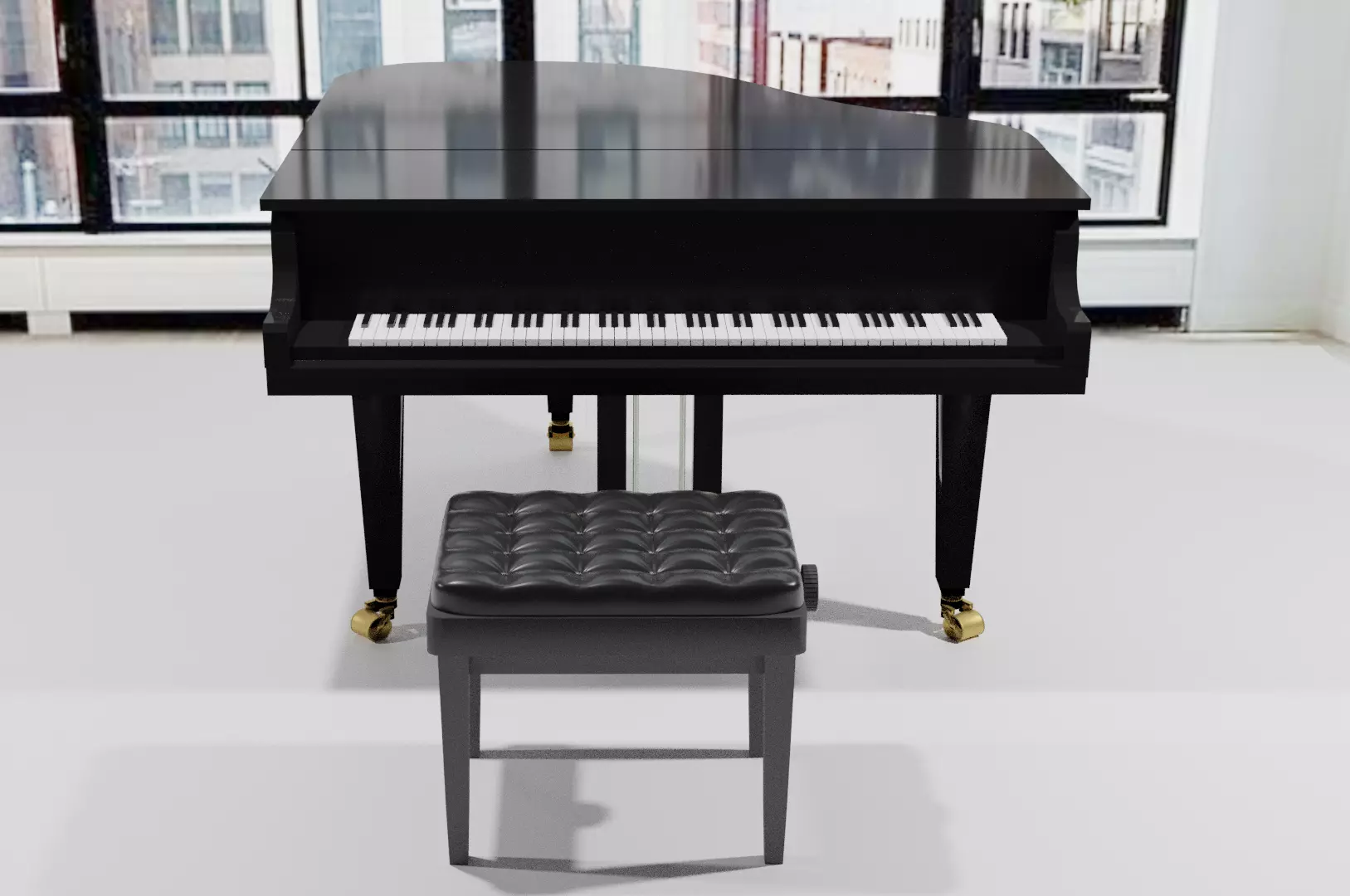 Piano grand and stool Free 3D model