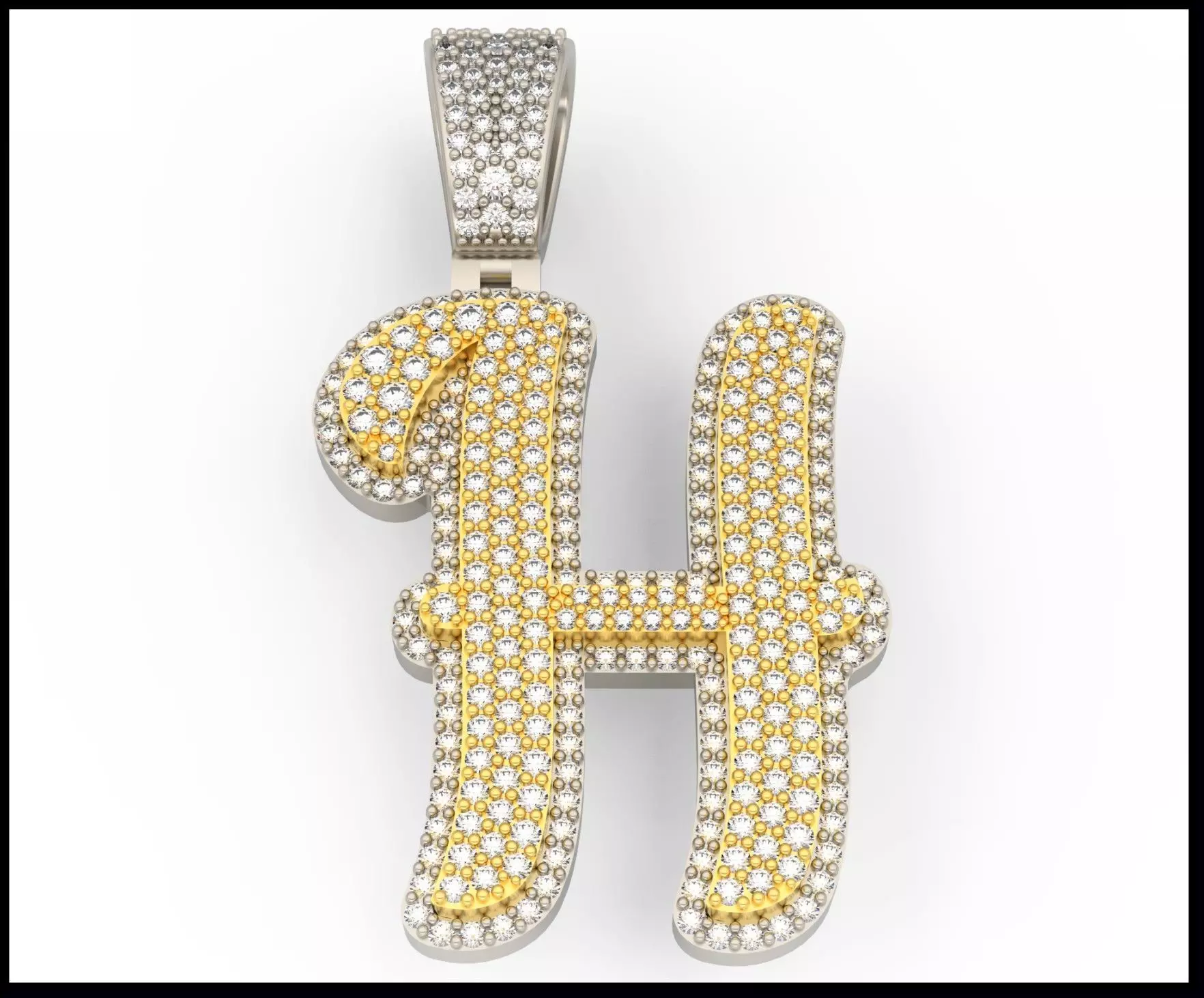 H CURVED FONT PENDANT 3D print model