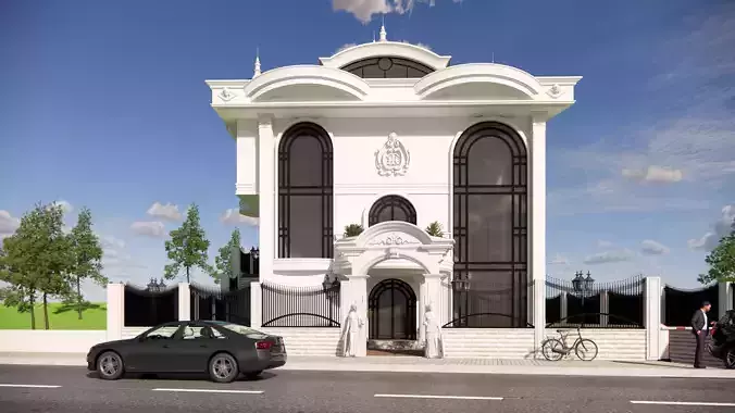 3d villa  white house 