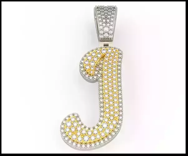 J CURVED FONT PENDANT 3D print model