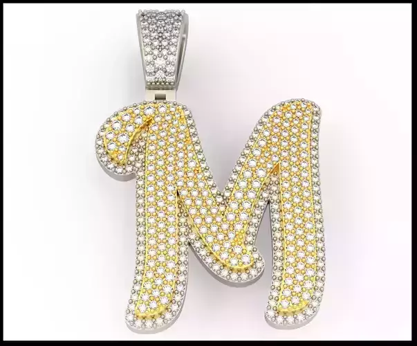 M CURVED FONT PENDANT 3D print model