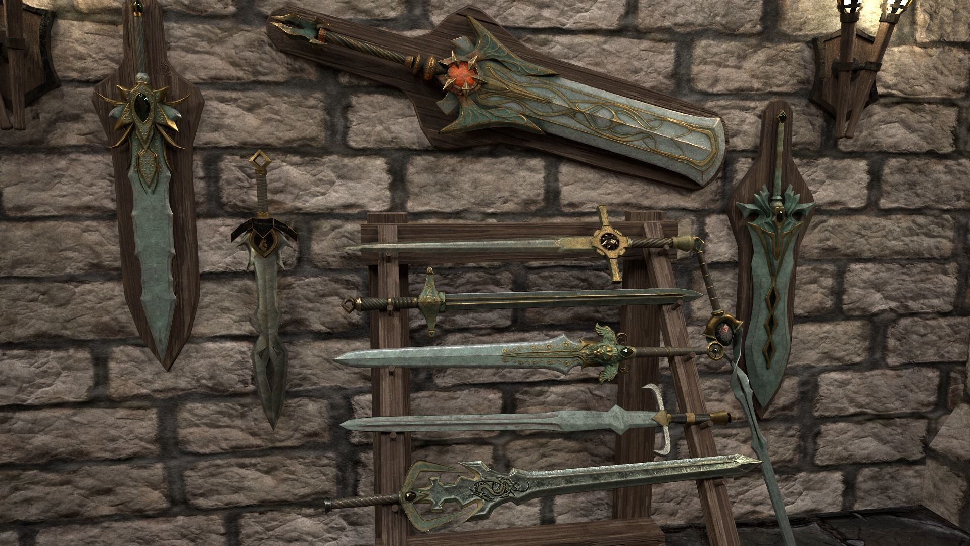 Sword Fantasy Low-poly 3D model Low-poly 3D model_3