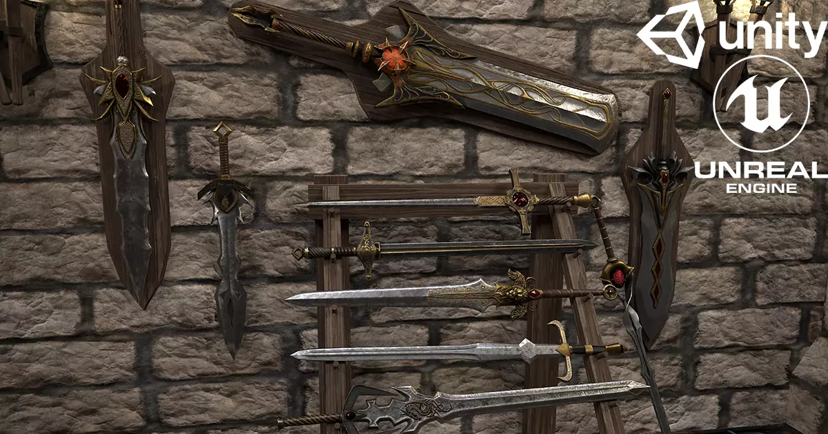 Sword Fantasy Low-poly 3D model Low-poly 3D model_0