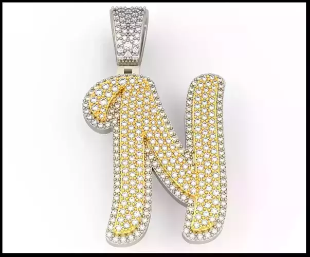 N CURVED FONT PENDANT 3D print model
