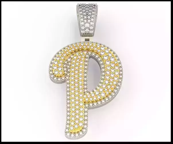 P CURVED FONT PENDANT 3D print model