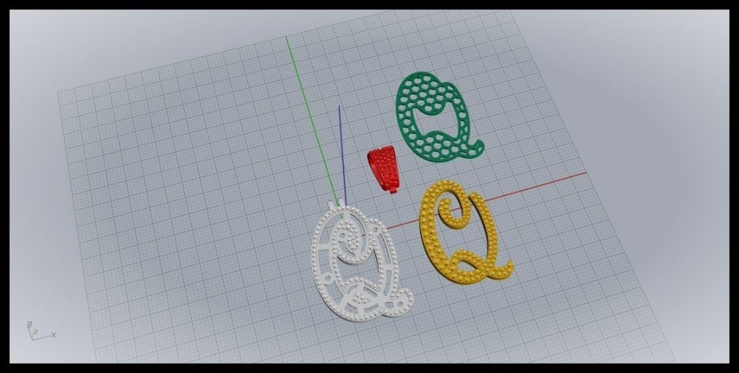 Q CURVED FONT PENDANT 3D print model_6