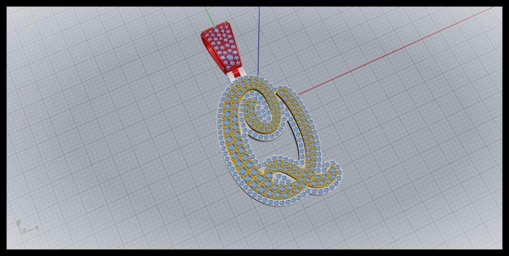 Q CURVED FONT PENDANT 3D print model_1