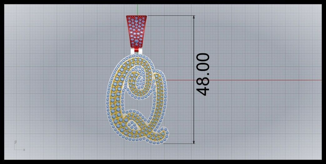 Q CURVED FONT PENDANT 3D print model_8