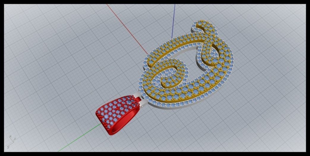 Q CURVED FONT PENDANT 3D print model_3