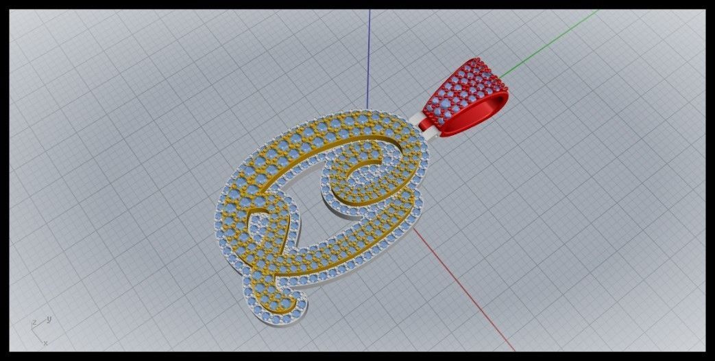 Q CURVED FONT PENDANT 3D print model_5