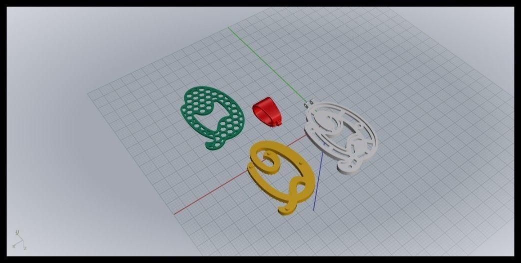 Q CURVED FONT PENDANT 3D print model_11