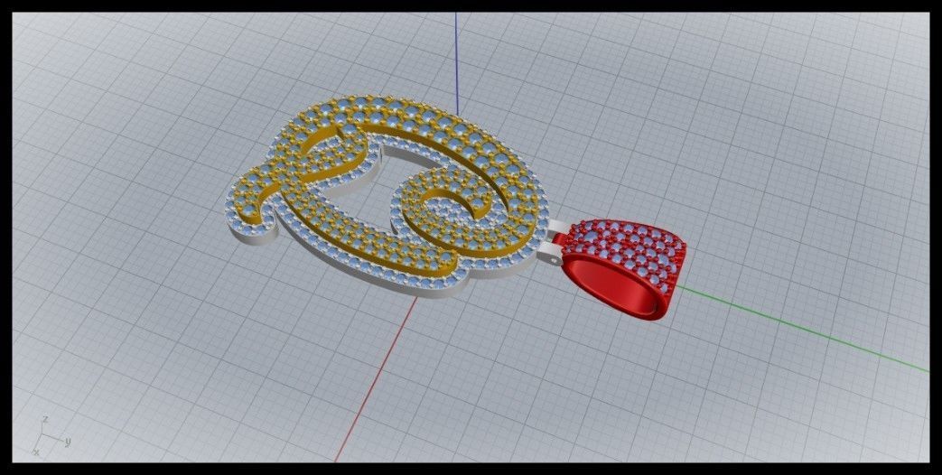 Q CURVED FONT PENDANT 3D print model_4