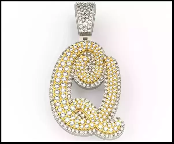 Q CURVED FONT PENDANT 3D print model