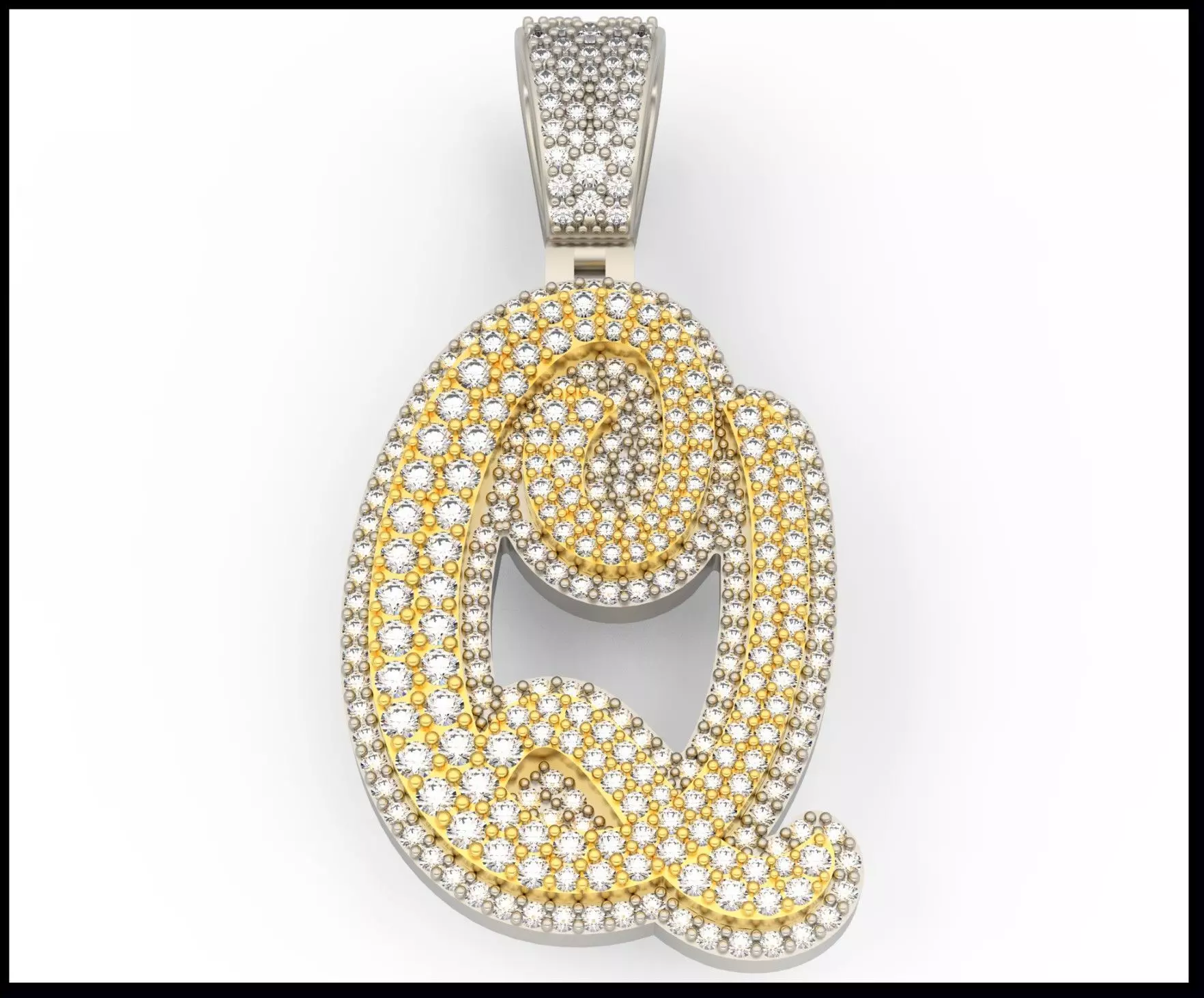 Q CURVED FONT PENDANT 3D print model_0