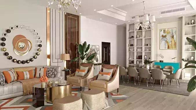 Modern Interior Reception Scene Low-poly 3D model