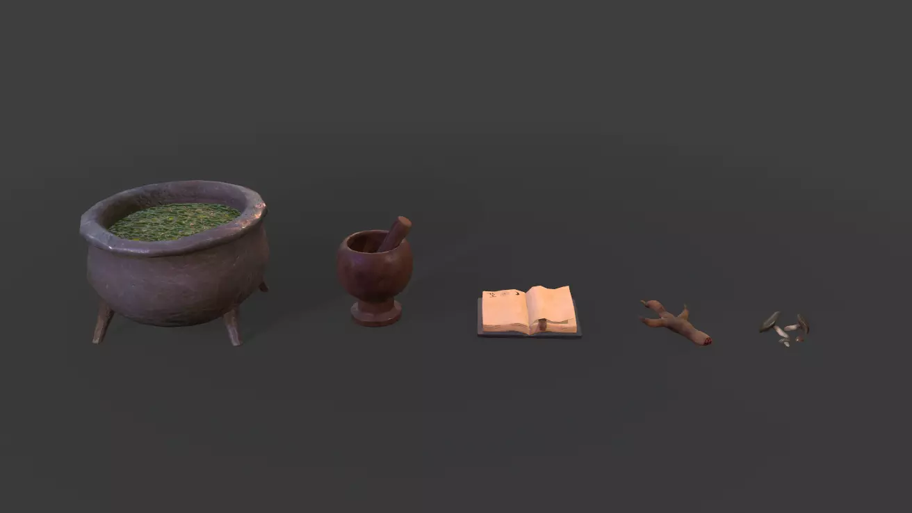 Alchemist Items Stylized  Low-poly 3D model_0