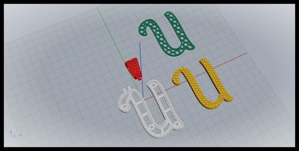 U CURVED FONT PENDANT 3D print model_8