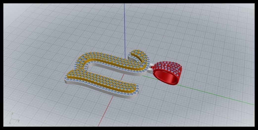 U CURVED FONT PENDANT 3D print model_4