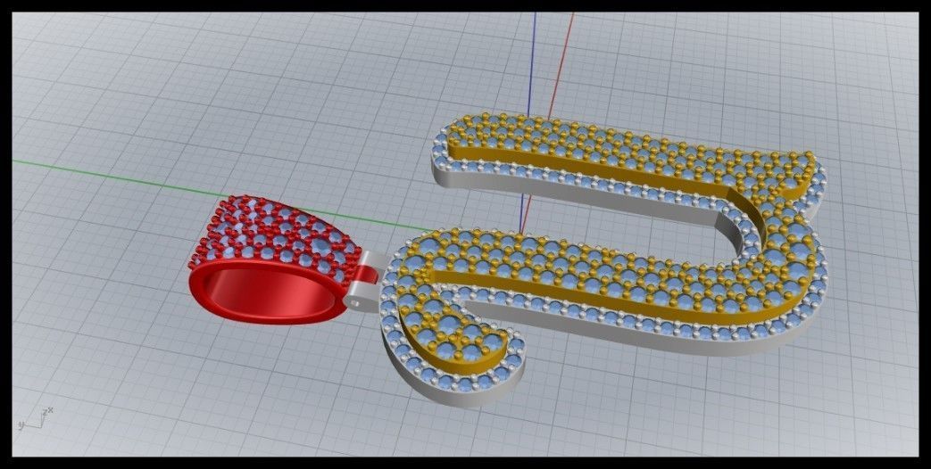 U CURVED FONT PENDANT 3D print model_2