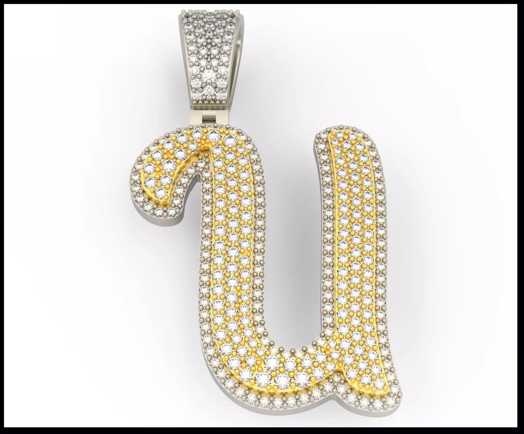 U CURVED FONT PENDANT 3D print model_0