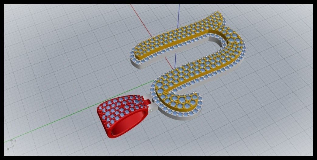 U CURVED FONT PENDANT 3D print model_3