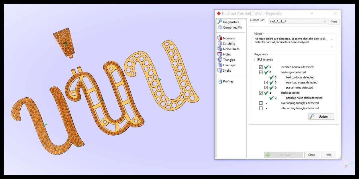 U CURVED FONT PENDANT 3D print model_10