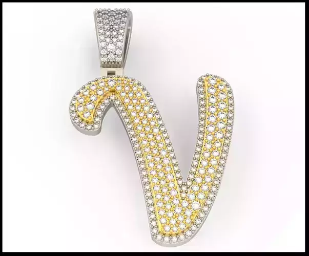 V CURVED FONT PENDANT