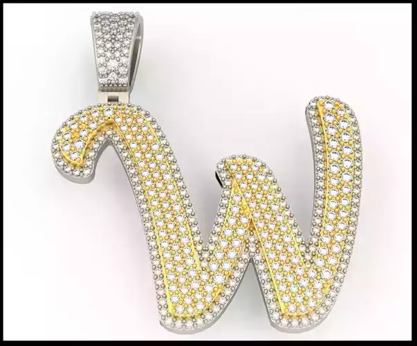 W CURVED FONT PENDANT