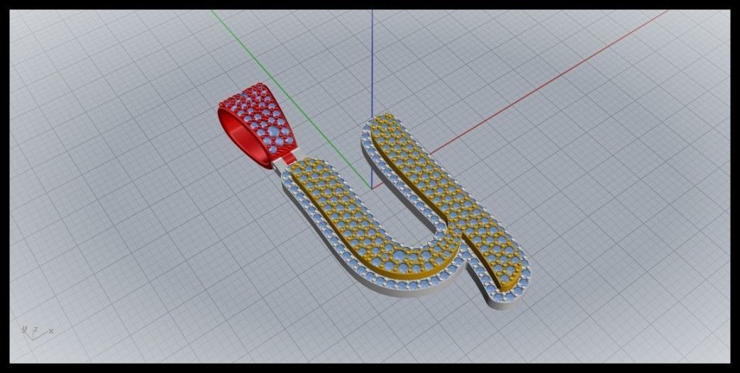 Y CURVED FONT PENDANT 3D print model_1