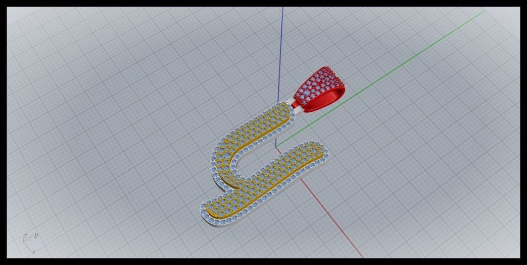 Y CURVED FONT PENDANT 3D print model_5