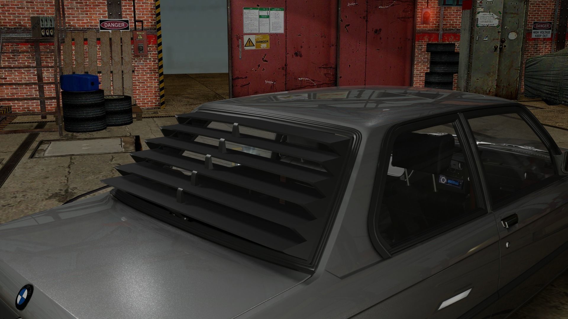 classic e21 rear windshield louvers Low-poly 3D model_3