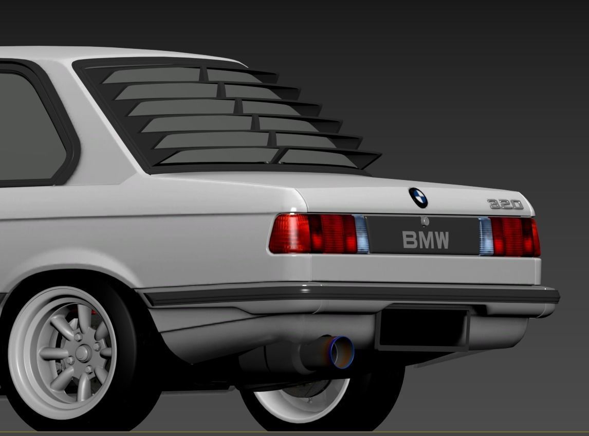 classic e21 rear windshield louvers Low-poly 3D model_1