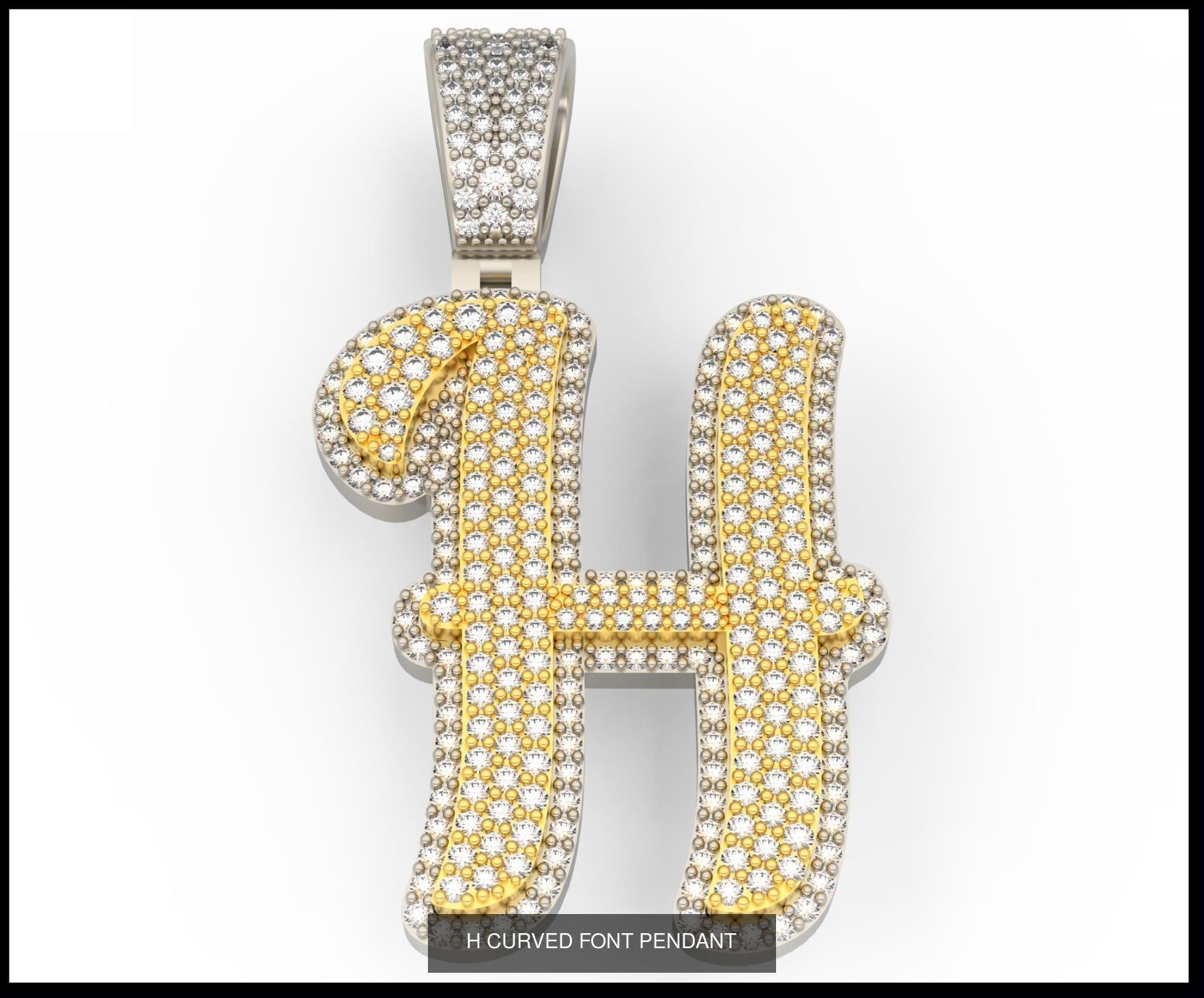 A-Z CURVED FONT PENDANT 3D Model Collection_10