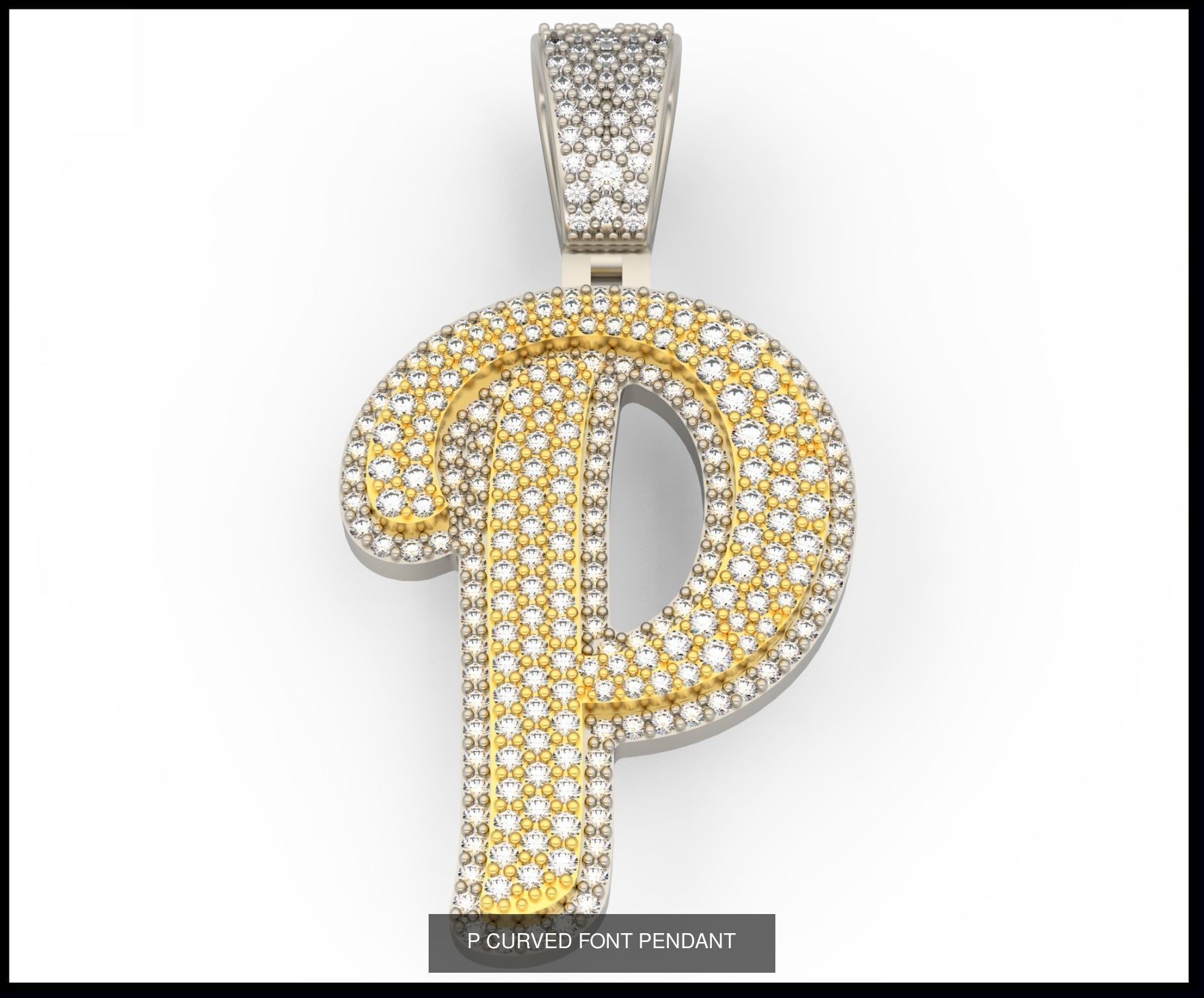 A-Z CURVED FONT PENDANT 3D Model Collection_18