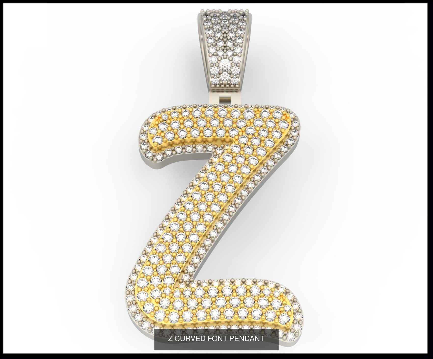 A-Z CURVED FONT PENDANT 3D Model Collection_28