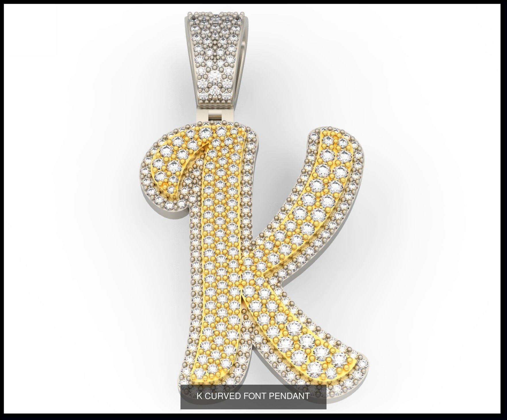 A-Z CURVED FONT PENDANT 3D Model Collection_13