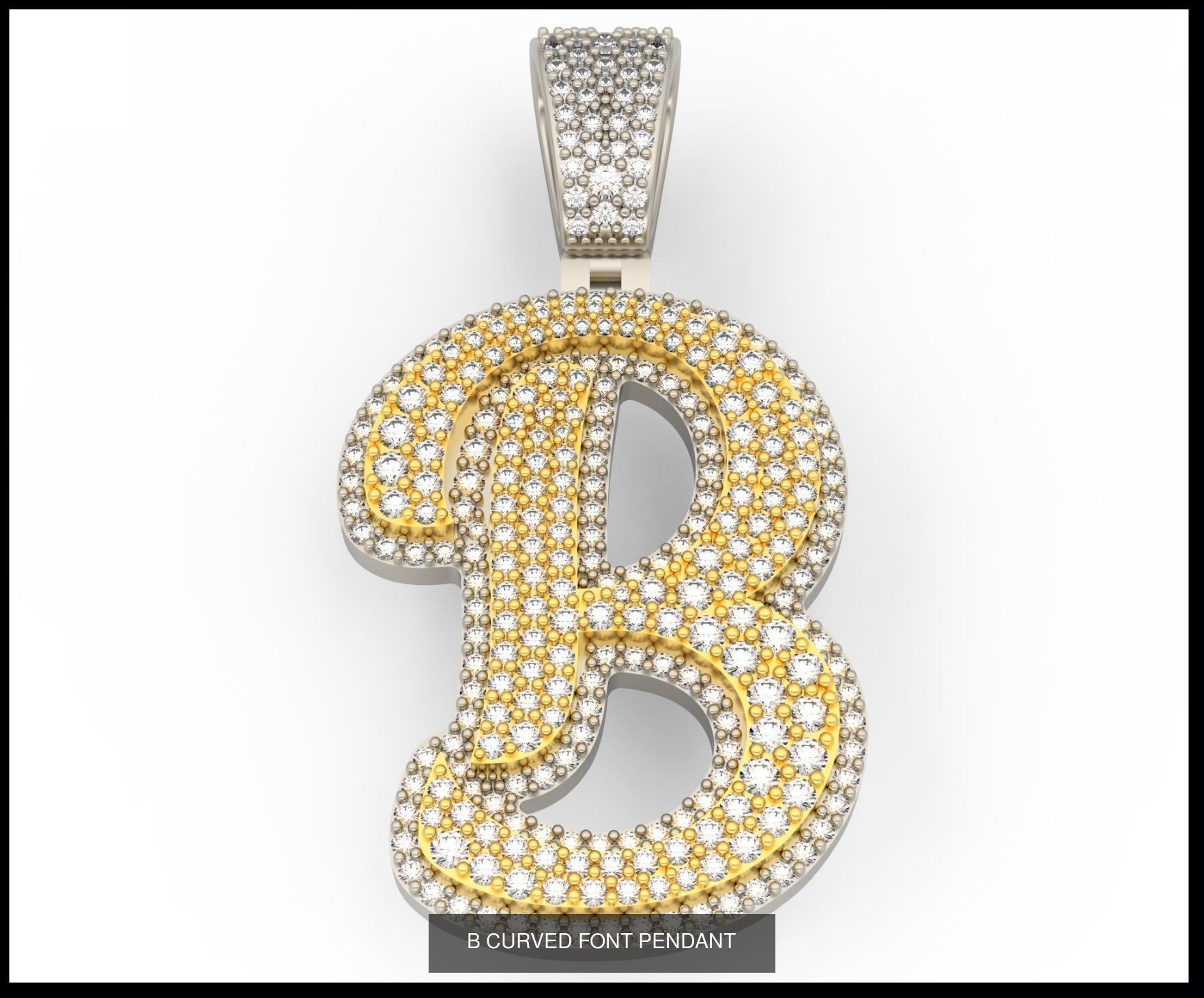 A-Z CURVED FONT PENDANT 3D Model Collection_4