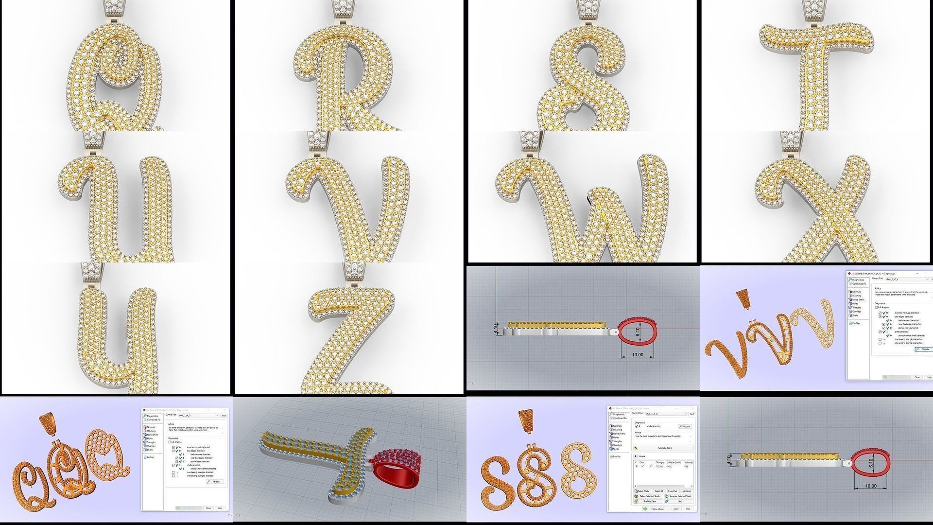 A-Z CURVED FONT PENDANT 3D Model Collection_1