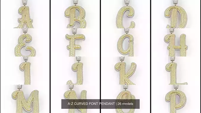 A-Z CURVED FONT PENDANT 3D Model Collection