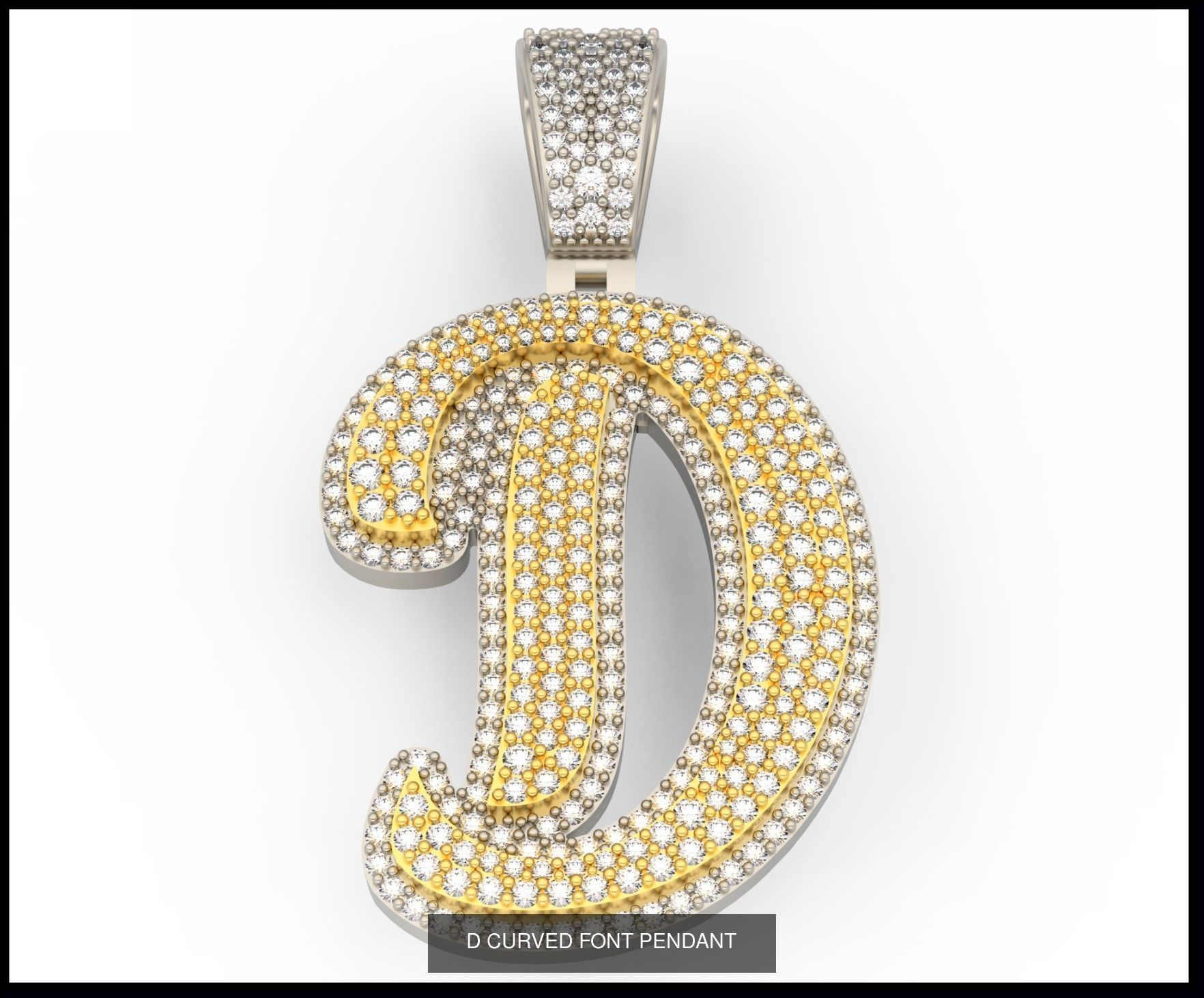 A-Z CURVED FONT PENDANT 3D Model Collection_6