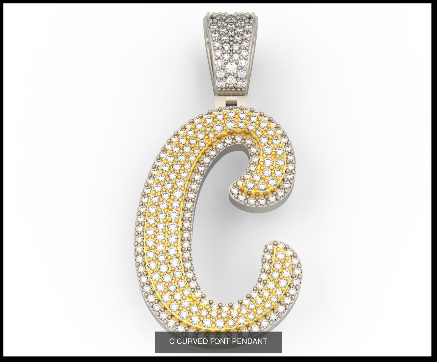 A-Z CURVED FONT PENDANT 3D Model Collection_5