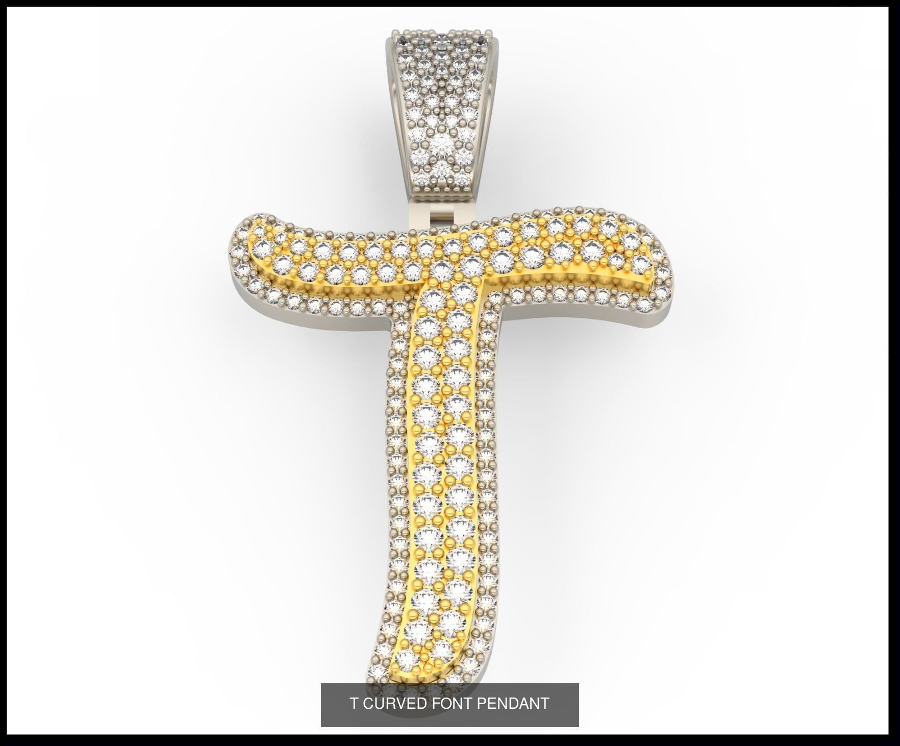 A-Z CURVED FONT PENDANT 3D Model Collection_22