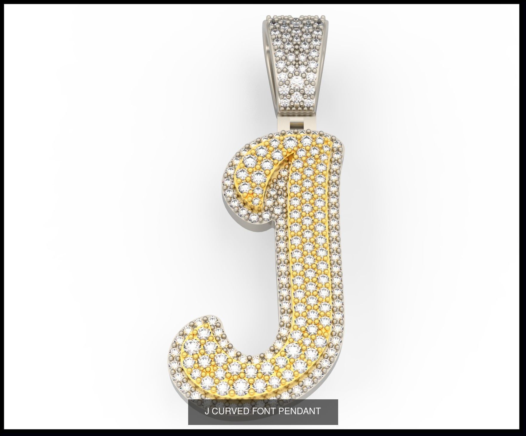 A-Z CURVED FONT PENDANT 3D Model Collection_12
