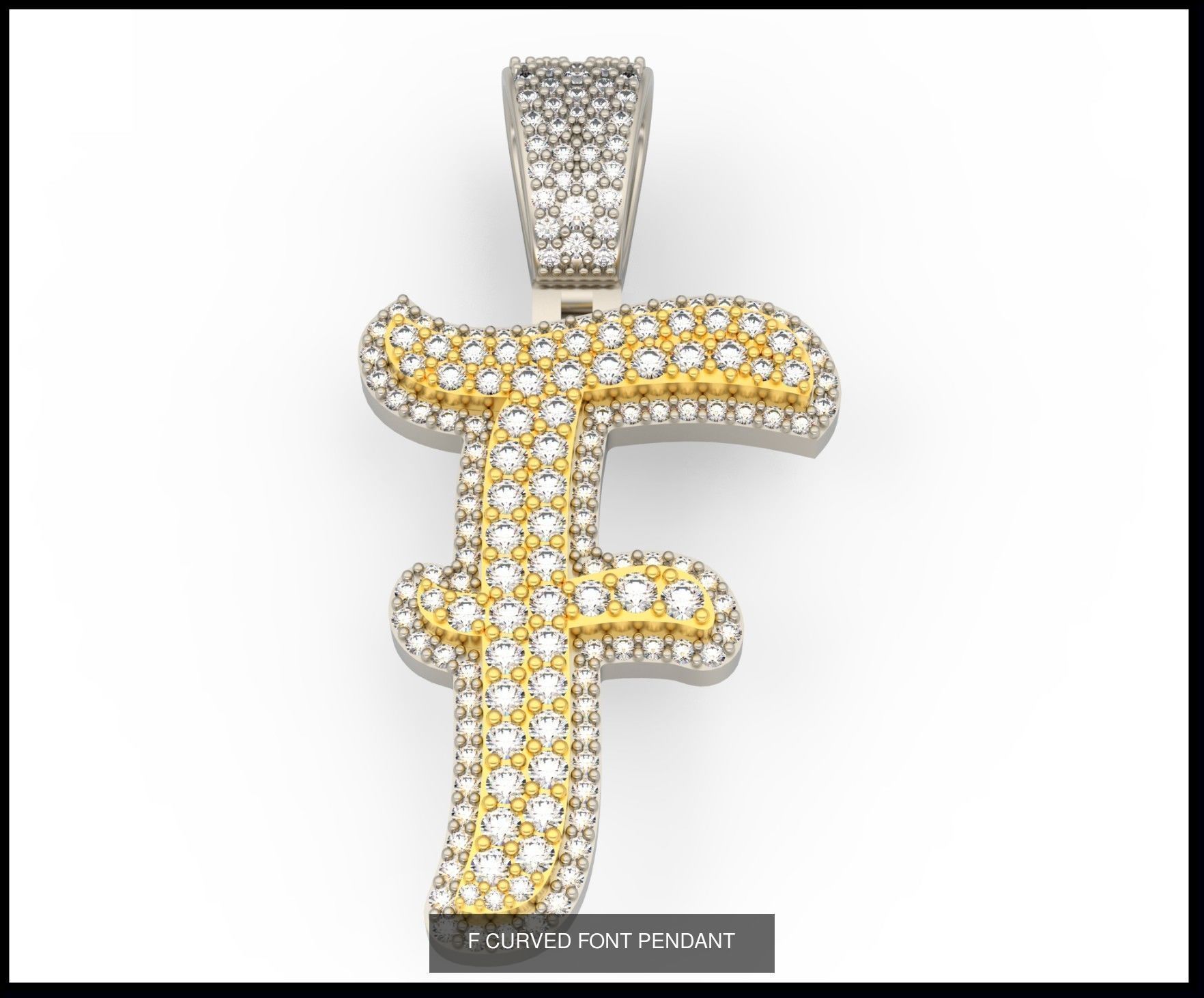 A-Z CURVED FONT PENDANT 3D Model Collection_8