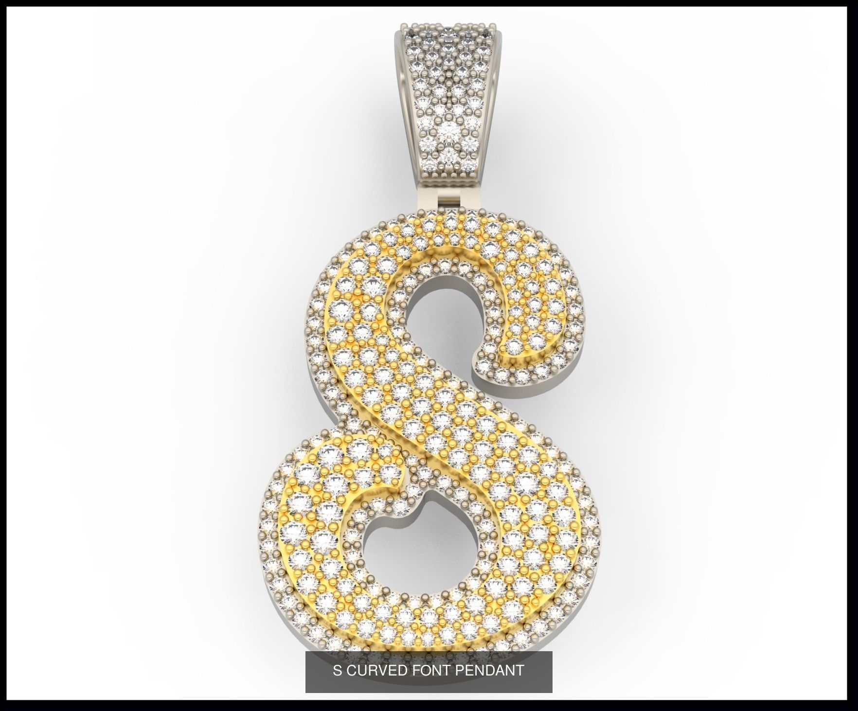 A-Z CURVED FONT PENDANT 3D Model Collection_21