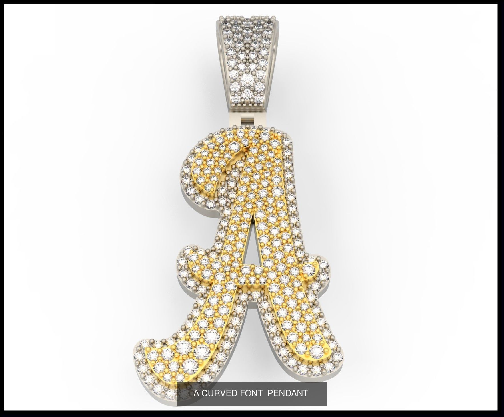 A-Z CURVED FONT PENDANT 3D Model Collection_3